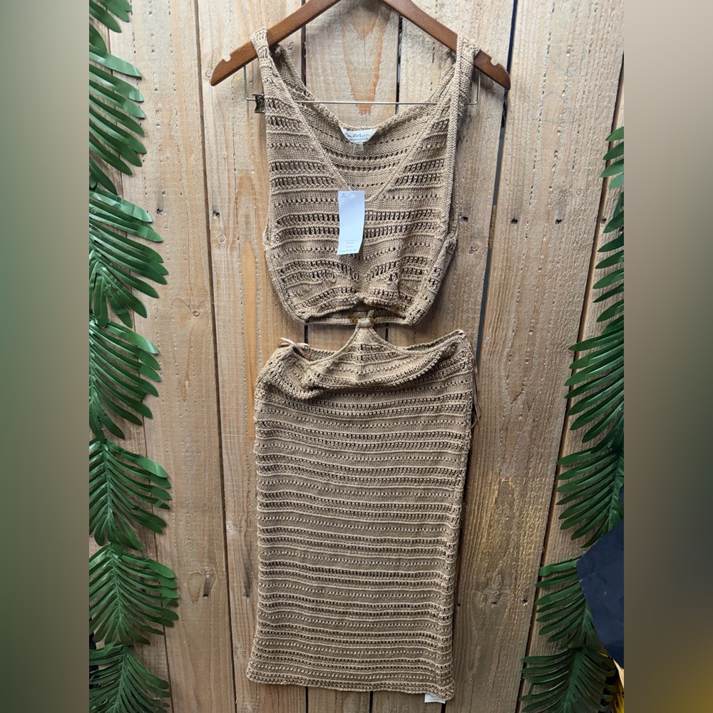 Tan Knit Skirt Set